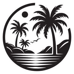 Palm tree silhouettes vector illustration.