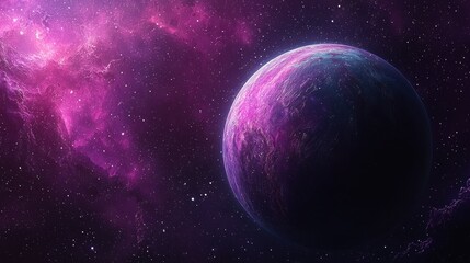 Cosmic Wonder: A Vibrant Purple Nebula and a Mysterious Planet