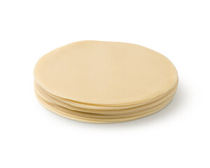 Stack of slices of dough on white background. Dough isolated.
