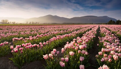 Fototapeta premium field of soft pink tulips
