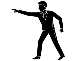 man Pointing with Finger silhouette vector illustration