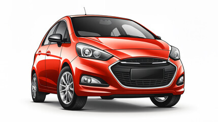 Obraz premium illustration 3d compact red hatchback, urban mobility illustration with clean lines and white background