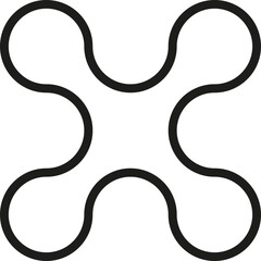 Six circles merged to create an X-shaped geometric composition with continuous and fluid contour lines.