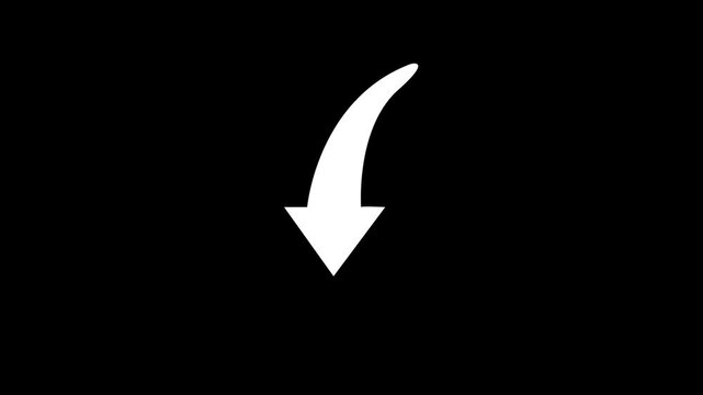 Down arrow moving loop animation. bouncing slide to down arrow animation on black background. directional swipe arrow, abstract moving arrow pointing to downwards . down Arrow signal animation. 