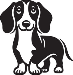 Dachshund Dog Vector Black & White | Silhouette, Clipart, Line Art