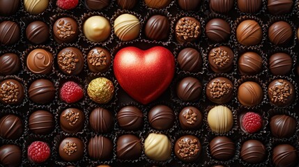 Aromatic Box of Assorted Chocolates with a Red Heart