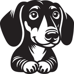 Dachshund Dog Vector Black & White | Silhouette, Clipart, Line Art