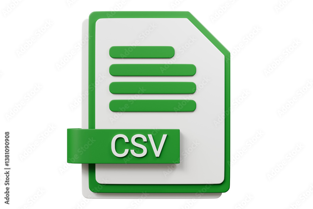 Fototapete 3d file folder document csv icon. minimal word csv sheet presentation document icon. document form. 