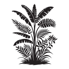 Black Plants Icons Set. Vector Illustration