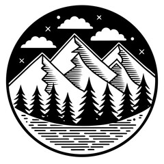Obraz premium vector illustration of a mountain landscape