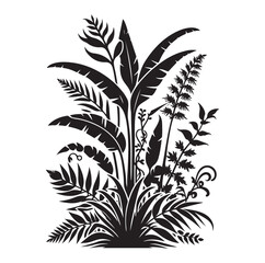 Black Plants Icons Set. Vector Illustration
