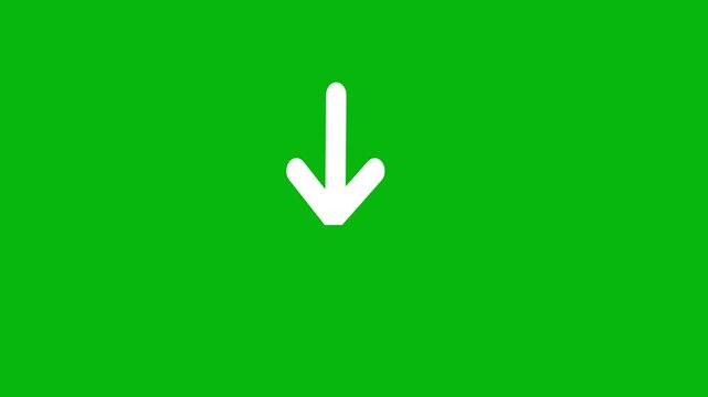 4k animated bouncing slide to down arrow on green background. directional swipe arrow, animated arrow pointing to downwards . directional arrow or down Arrow signal animation. down arrows moving icon 