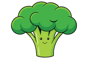 Vector illustration of broccoli isolated on white background. Healthy food or vegan and vegetarian theme. Fresh organic farm vegetables.