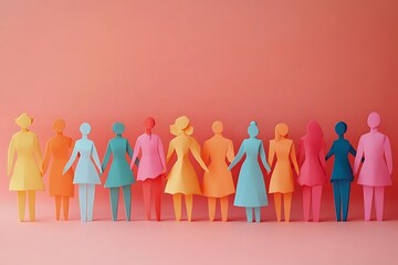 Colorful Women Holding Hands Friendship Support