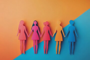 Obraz premium Colorful Women Holding Hands Teamwork Success4