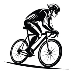 Naklejka premium cycling racer silhouette on white background