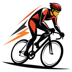 Fototapeta premium cycling racer silhouette on white background