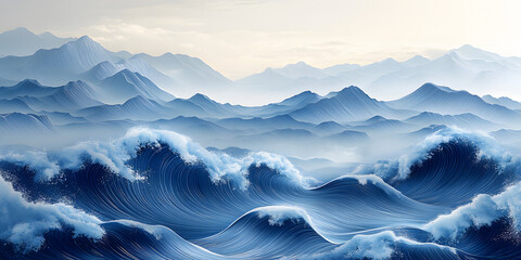 A large body of water with waves crashing against the shore