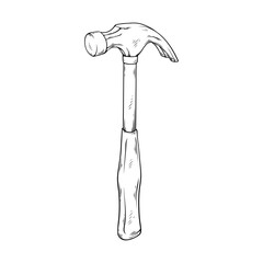 vector line art drawing illustration of a hammer