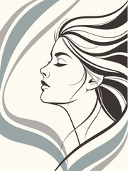 modern abstract portrait of a woman's face