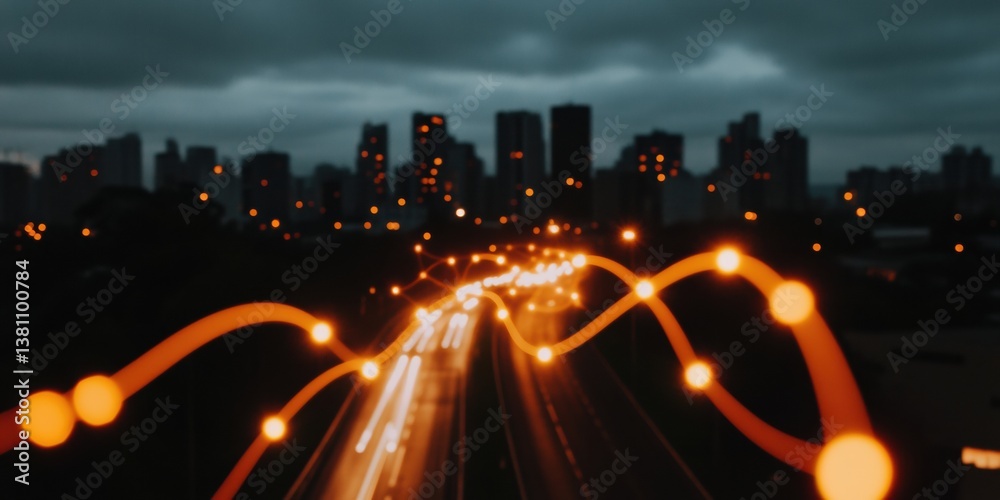Leinwandbilder Hyperconnected Urban Intelligence Next-Gen Smart City Mobility Visualization with Dynamic Data Flow Mapping and Luminescent Network Infrastructure