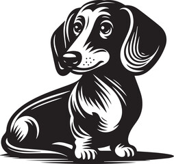 Dachshund Dog Vector Black & White | Silhouette, Clipart, Line Art