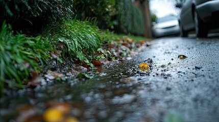 Obraz premium Close-up of water leaking from a broken pipe, 