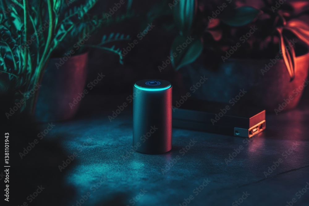 Poster cyber sanctuary sleek smart home ai assistant with intuitive ambient lighting - next-generation digi