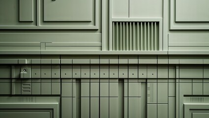 Complex monochromatic geometrical shapes create an abstract pattern in a clean architectural style