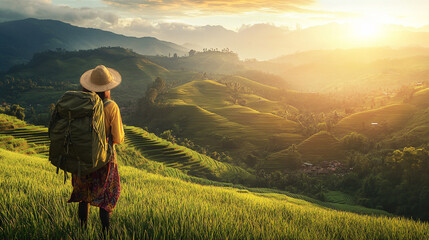 A traveler explores new cultures, broadening their perspective.