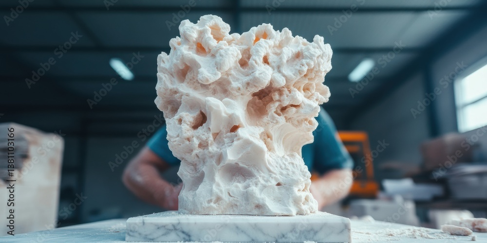 Aufkleber avant-garde material innovation organic sculptural -printed prototype in textural white - next-gen d