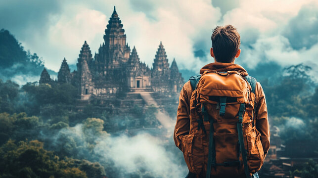 A traveler explores new cultures, broadening their perspective.