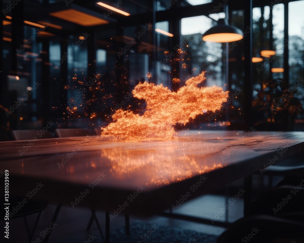 Poster Intense Visual Metaphor Explosive Digital Creativity Capturing Transformative Business Energy in Modern Workspace Design - Igniting Innovation Through Dynamic Visual Communication