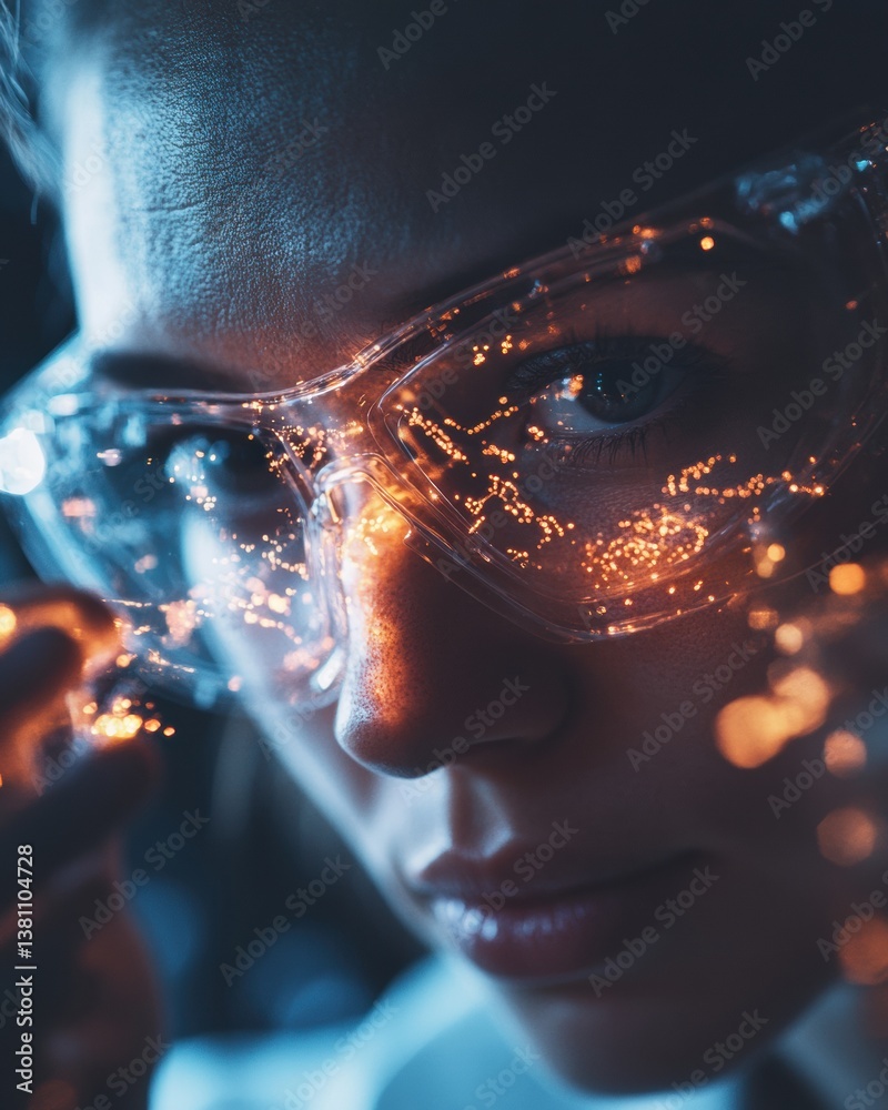 Poster cybernetic frontier immersive neural interface visualization revealing next-gen ai consciousness, bl