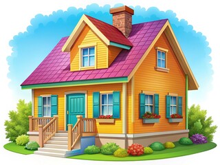 Cute House Clipart, Simple Home Illustration