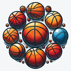 Obraz premium Set of basketball balls isolated on white background. Design element for poster, label, emblem, sign, t shirt. stock illustration