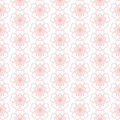 Flower Japanese style pattern background vector art. Pastel pink and white. For wrapping paper, closet, wallpaper, fabric patterns, tropical, and oriental