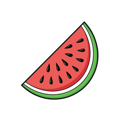 Slice of watermelon Vector silhouette isolated on a white background