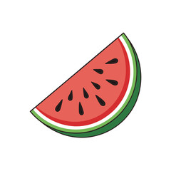 Slice of watermelon Vector silhouette isolated on a white background
