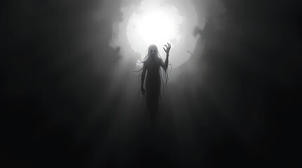 Dark Cave Creature Reaches to Moon