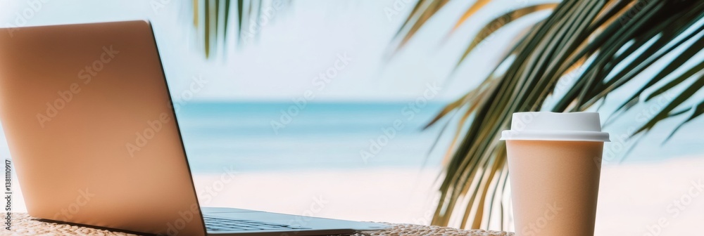 Poster nomadic productivity unleashed gen z remote work aesthetic - tropical beach office revolution redefi
