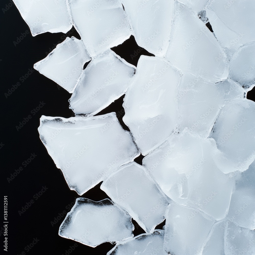 Poster crystalline minimalism fractured ice texture exploring climate design - sustainable visual storytell