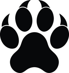 Black Dog Paw Print Symbol in Minimalistic Design on White Background