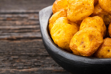 Crispy fried creole potatoes with salt - Solanum phureja.