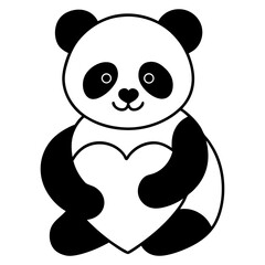 Naklejka premium panda bear with bamboo