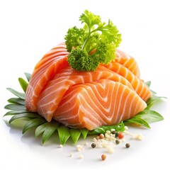 Sashimi salmon Asian concept isolated on white