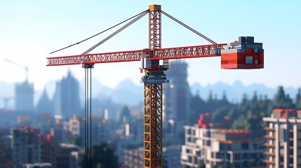 Fototapeta premium Highly Detailed Image of a Construction Site Featuring a Large Crane