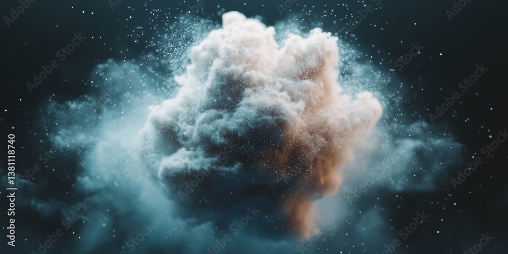Poster Ethereal Quantum Cloud Dynamic Particle Explosion Visualizing Climate Tech Innovation for Eco-Conscious Digital Storytelling
