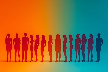 Confident Women Standing Shoulder to Shoulder in a Row