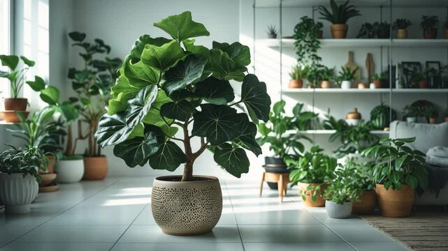 Fiddle Leaf Fig decor in the living room.